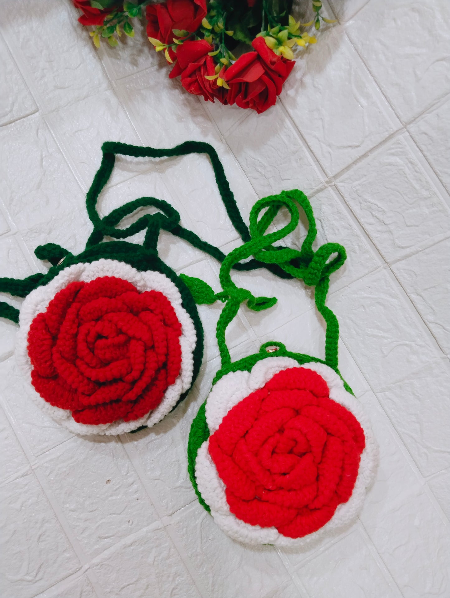 πΈ Handmade Crochet Rose Sling Bag πΈ