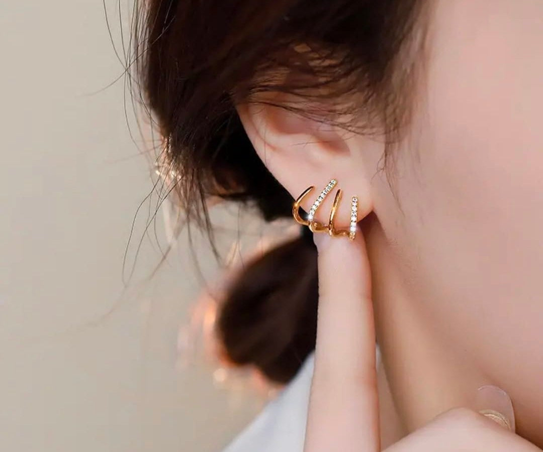 Luxury Gold-Tone Zircon Hoop Earrings – Anti-Tarnish