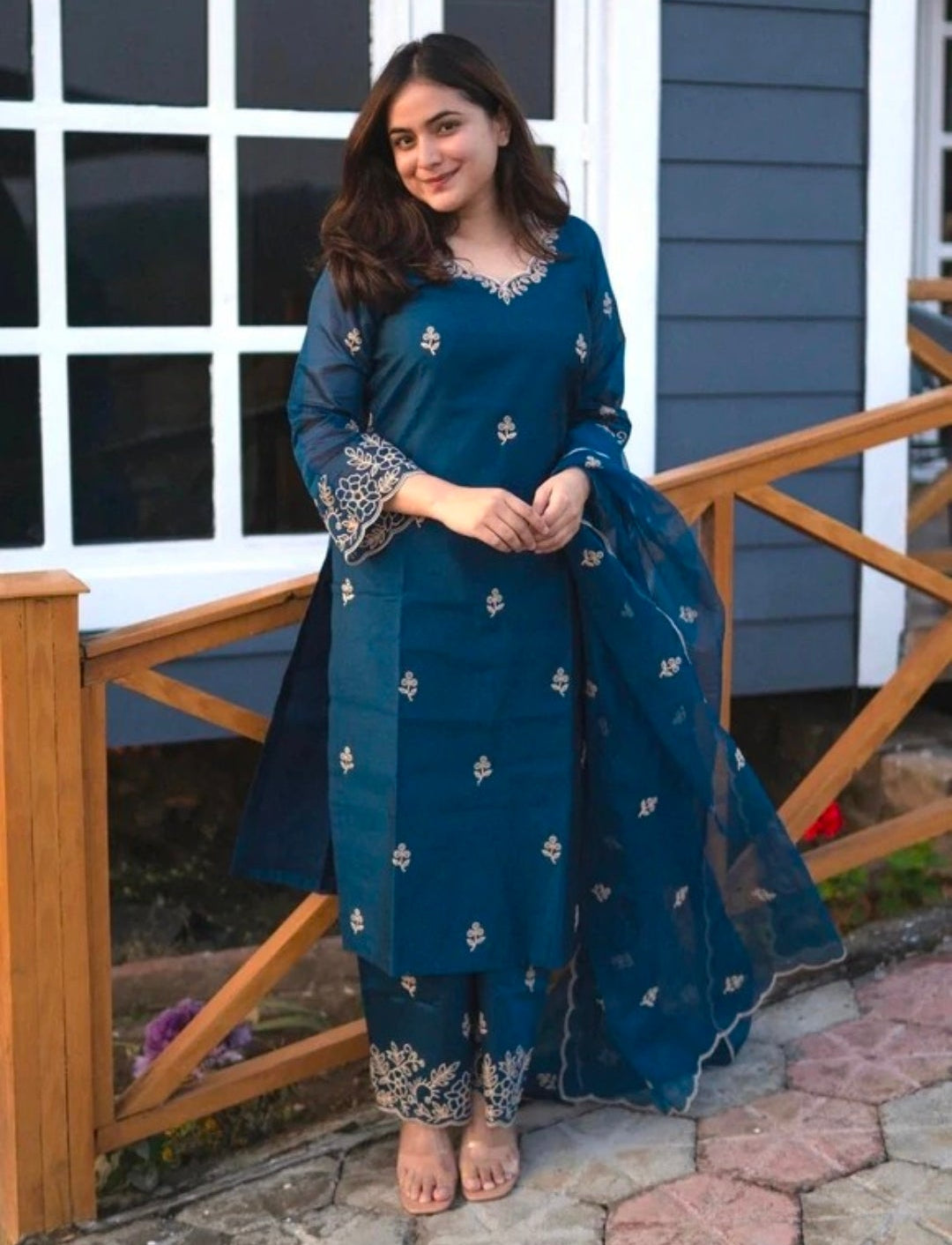 Chanderi kurta set with dupatta