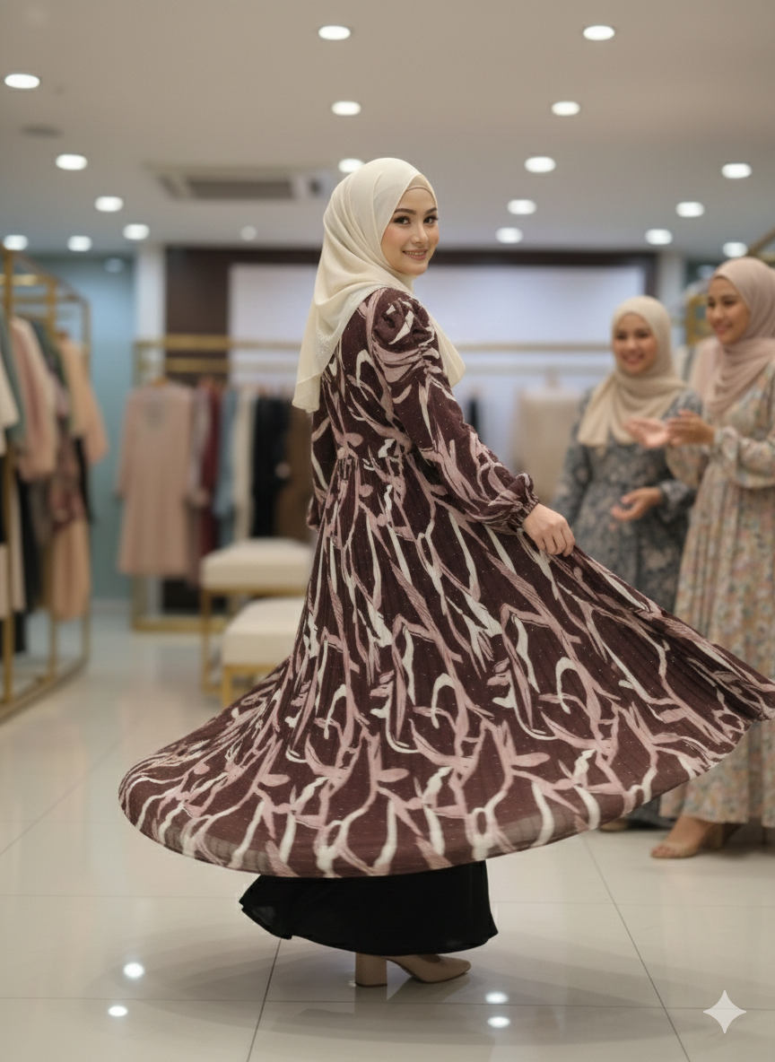 Printed Turkish Brown Maxi Dress