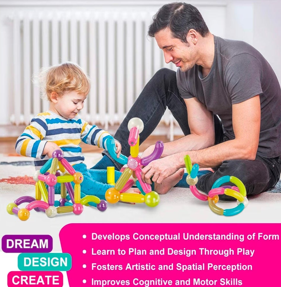 Magnetic Toys for Kids Balls and Stick Constructing Set of 52 Pcs. and Creative STEM Learning Educational Game