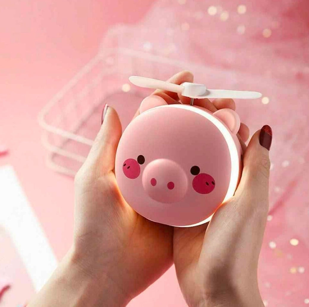 Travel Mini Carton Make Up/Mirror with LED Lights USB Fan ( Color on availablity)