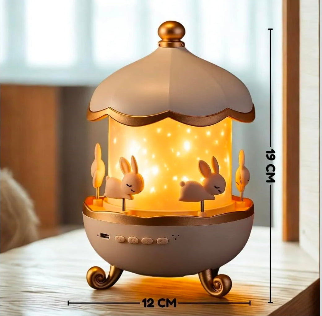 Night Light Rabbit Sky Projector for Kids – 360° Rotating Lamp with 6 Films, 5 Colours and 1200mAh Rechargeable Battery.(Night Light Projector)