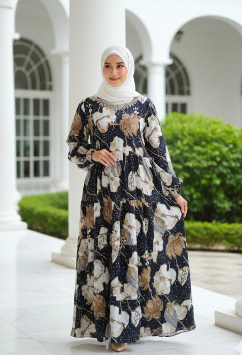 Printed Full-Length Turkish Maxi Dress
