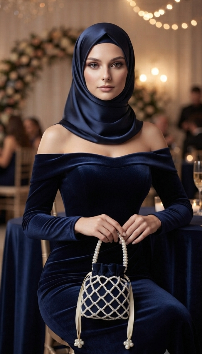 Royal Midnight Pearl Beaded Bag