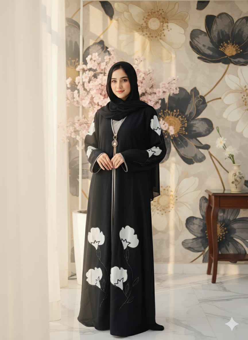 The Floral Shrug Abaya