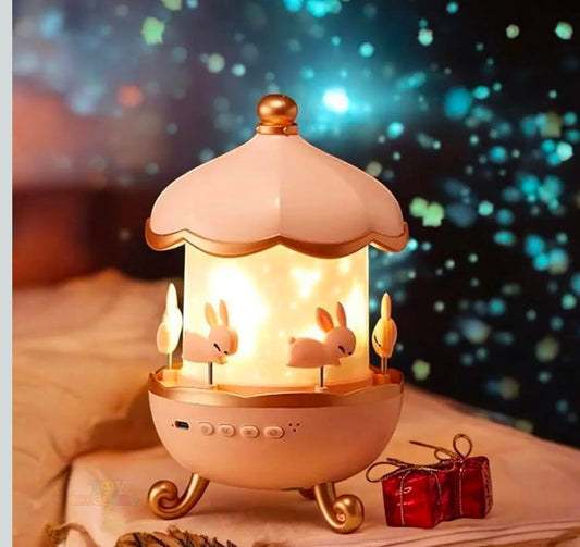 Night Light Rabbit Sky Projector for Kids – 360° Rotating Lamp with 6 Films, 5 Colours and 1200mAh Rechargeable Battery.(Night Light Projector)
