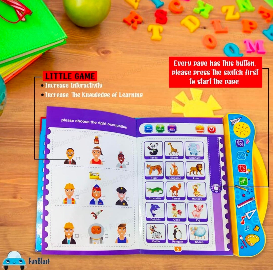 Interactive Sound Book for Kids (Ages 2–7) – Learn Alphabets, Numbers, Shapes & Phonics | Educational Talking Book with Music & Touch Features |