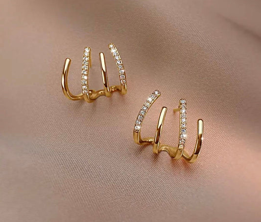 Luxury Gold-Tone Zircon Hoop Earrings – Anti-Tarnish