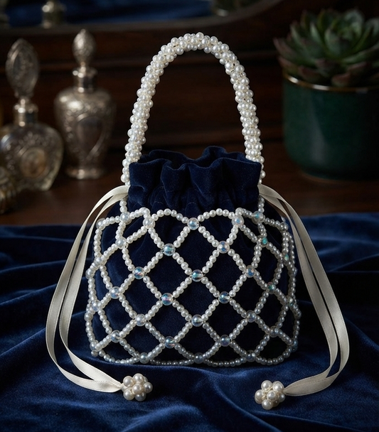 Royal Midnight Pearl Beaded Bag