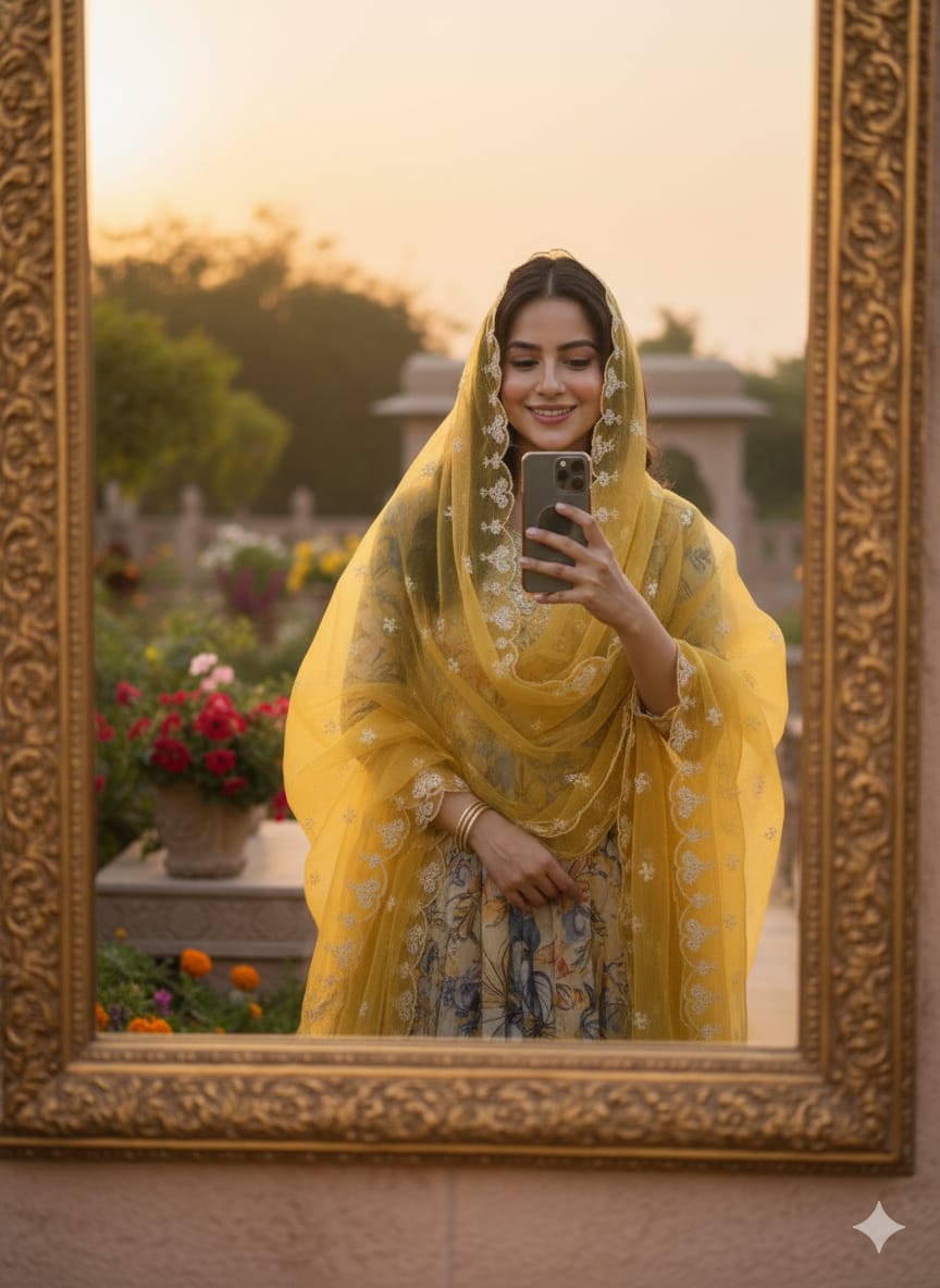 Beautiful 😍 floral dress with orgenza dupatta