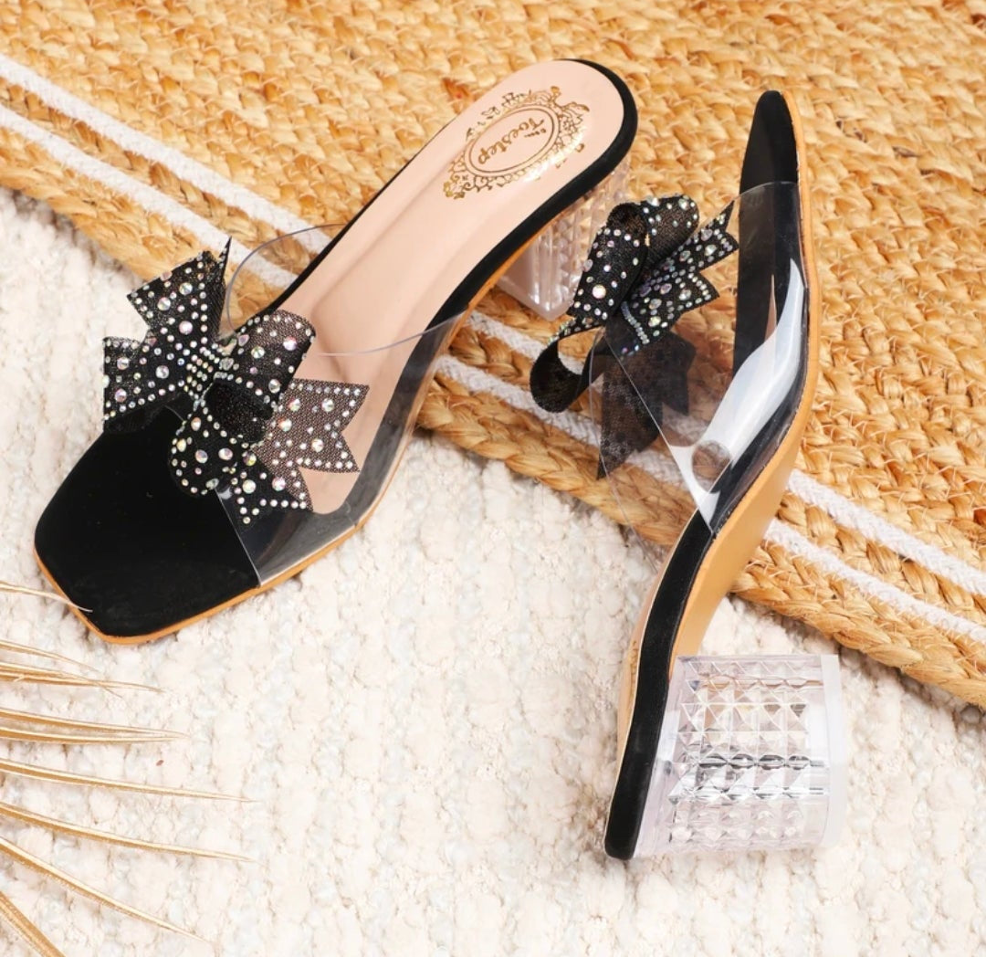 Midnight Sparkle Lucite Mules