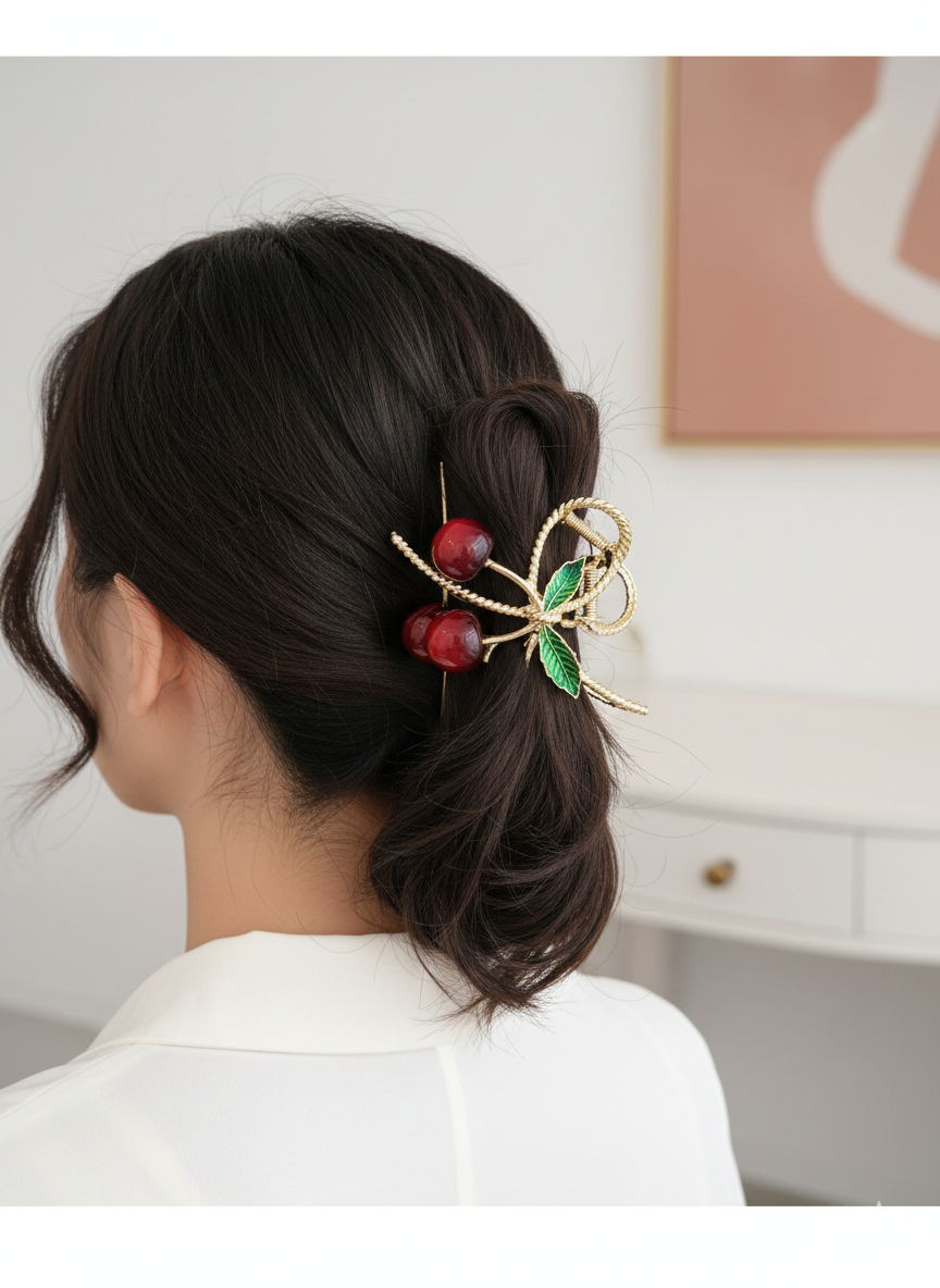 Vintage Cherry 🍒 Blossom Hair Claw