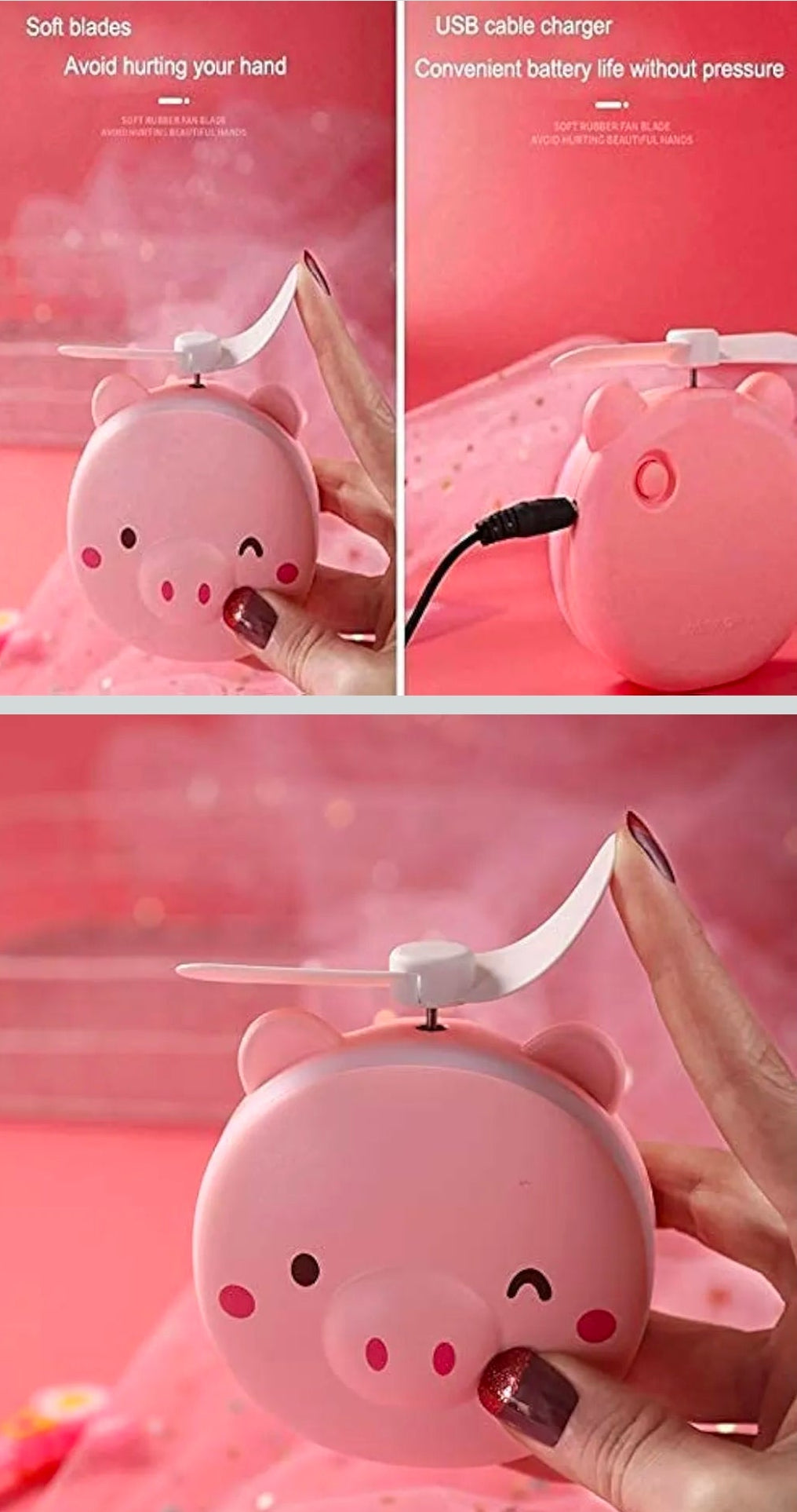 Travel Mini Carton Make Up/Mirror with LED Lights USB Fan ( Color on availablity)