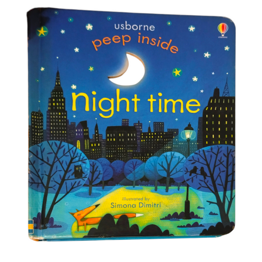 🌙 Peep Inside: Night Time – Usborne  Lift the flap, peep inside board book
