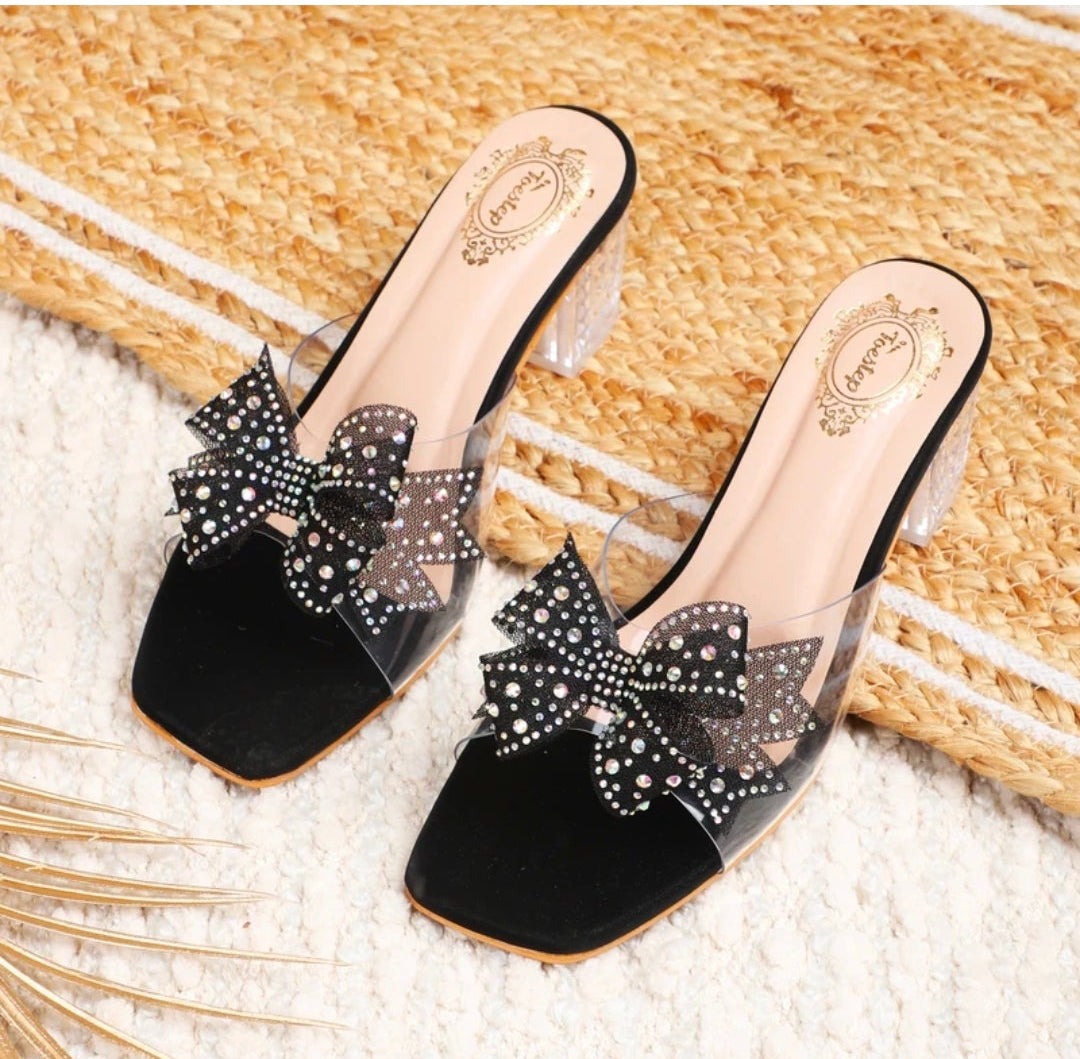 Midnight Sparkle Lucite Mules