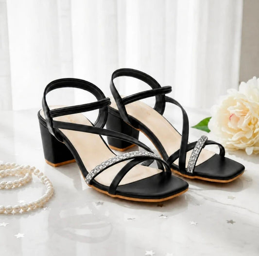 Seraphina Crystal Strappy Block Heels
The Vibe: Elegant, timeless, and romantic.