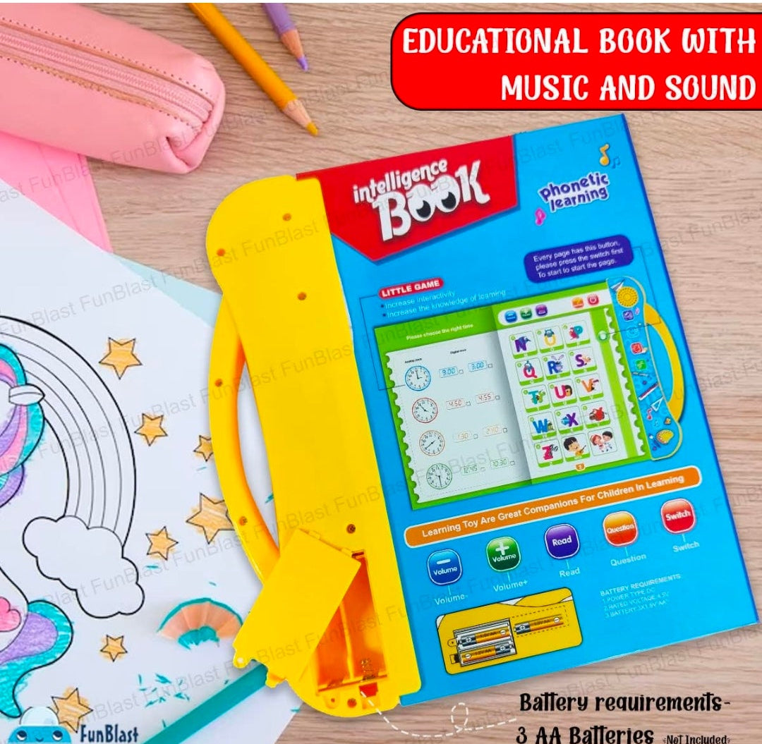 Interactive Sound Book for Kids (Ages 2–7) – Learn Alphabets, Numbers, Shapes & Phonics | Educational Talking Book with Music & Touch Features |